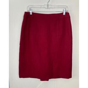 ANN TAYLOR 100% Wool Skirt - Dark Berry Red, Size 8 Lined, Classic Career